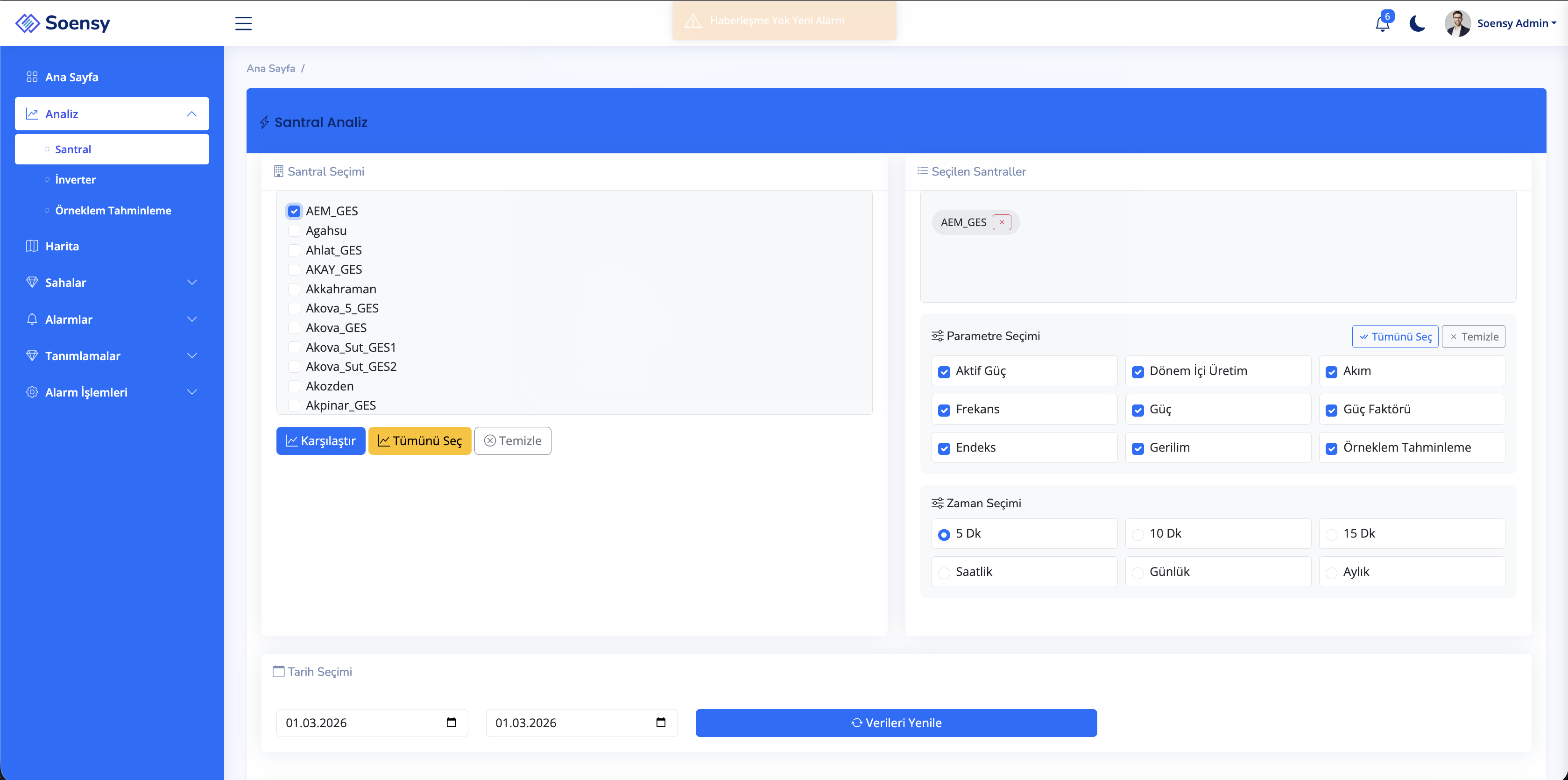 Santral Karşılaştırmaları